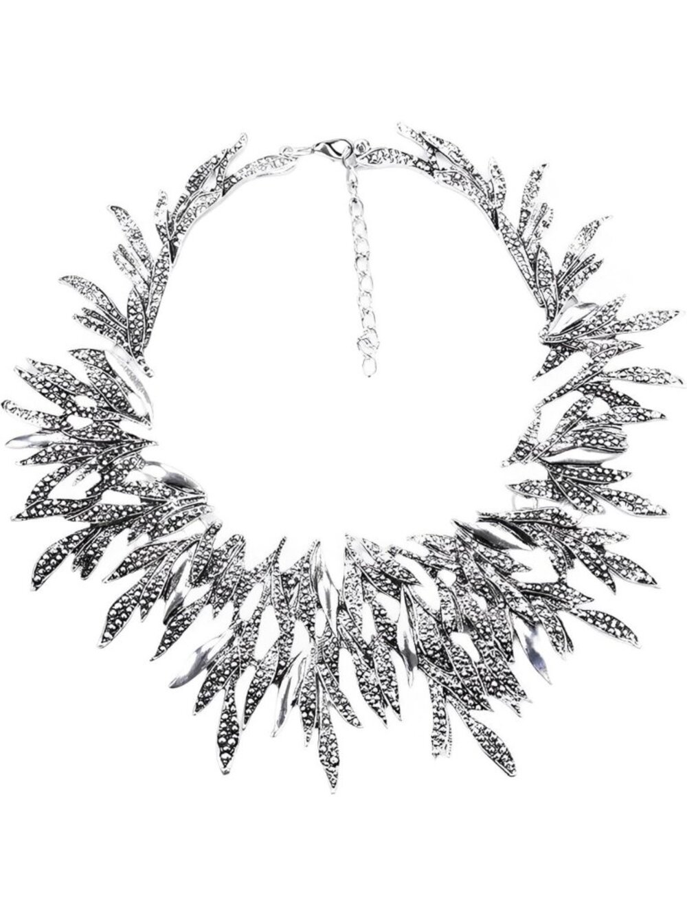 Chunky Vintage Bib Necklace for Women - Sterling Silver Choker with Crystal